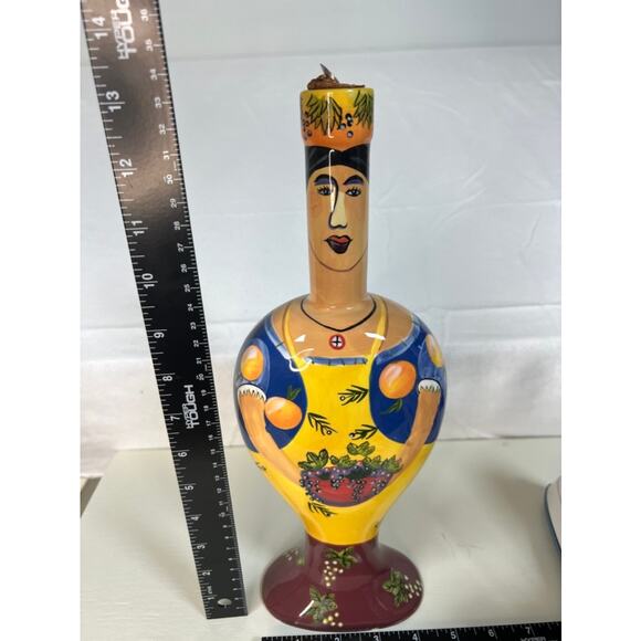 Mary Naylor Handpainted Ceramic Wine OliveOil/Vase/Decor Tuscan Woman Figurine - Picture 5 of 7